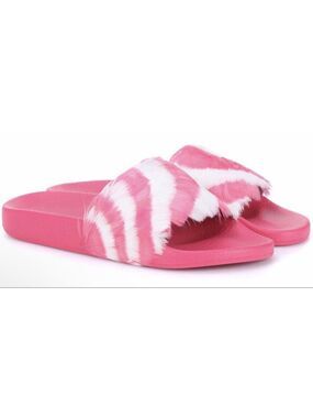 New Valentino Garavani Pink and White Feather Slide Sandals Size 36/6